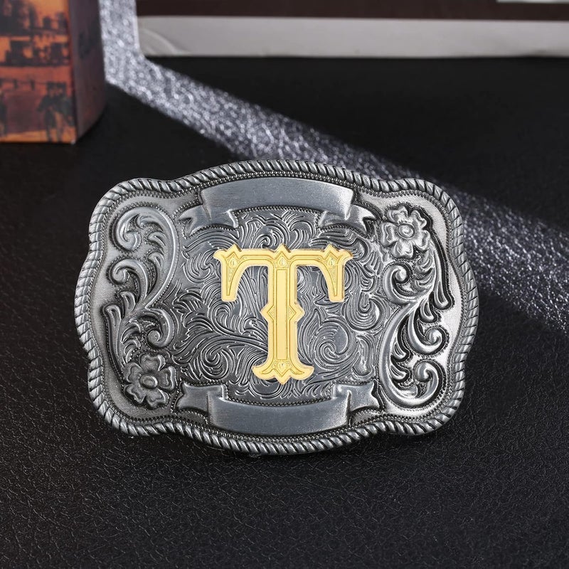 QQA Western Cowboy/Cowgirl Initial Belt Buckle Letter ABC to Z Upgrade Design for Men and Women - Image 2